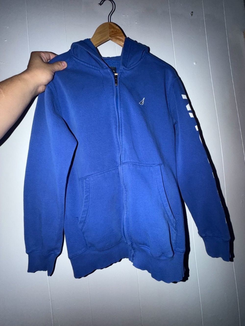 Nautica Blue Zip-Up Hoodie Sweater